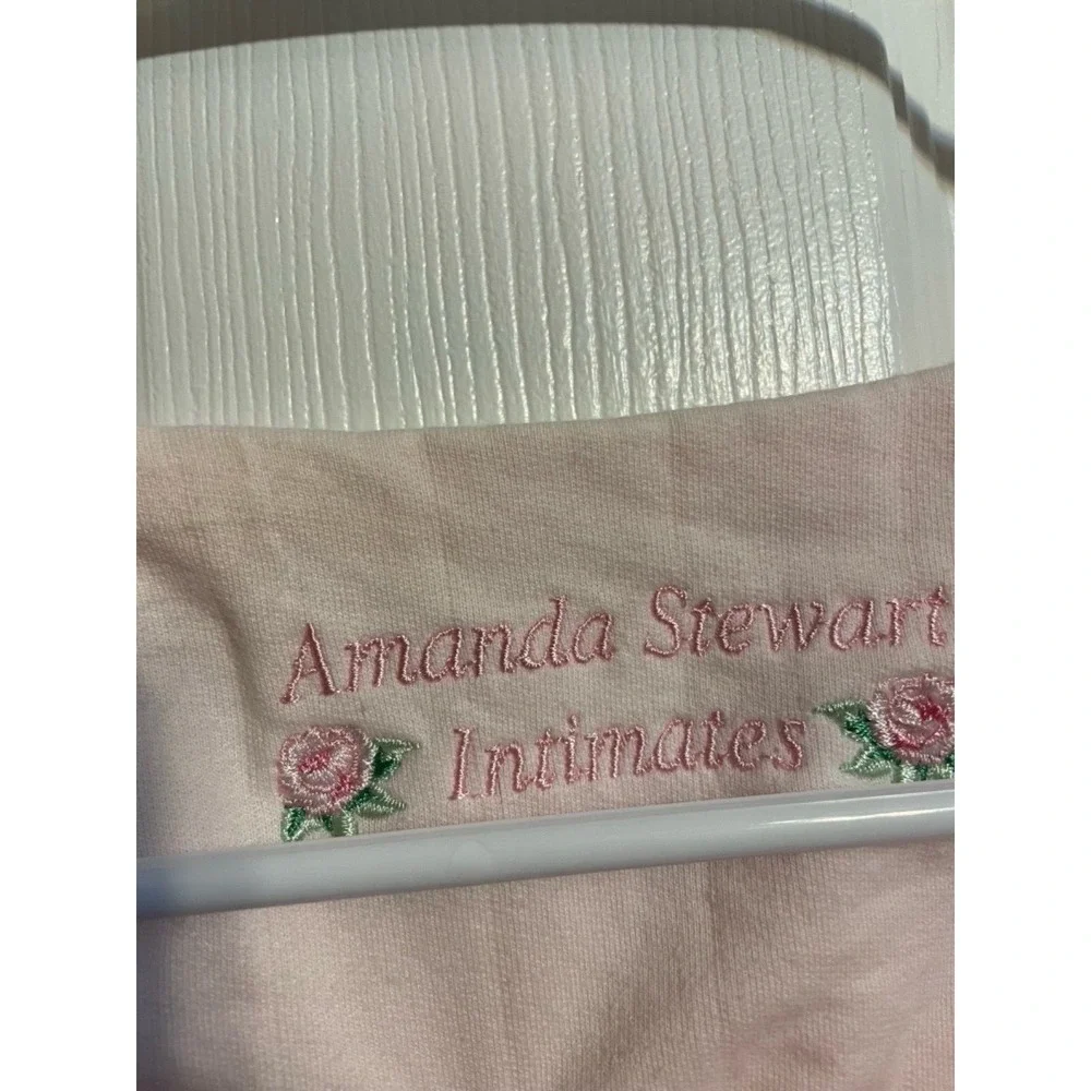AMANDA STEWART Intimates Women's Size L Zip up Short Pink Robe Short Sleeve - Picture 2 of 5